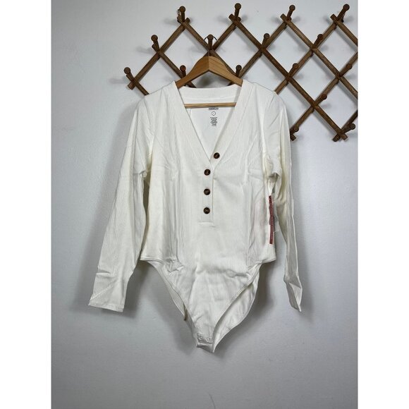 Good American Long Sleeve Button Up Bodysuit Size 5 - Picture 2 of 8